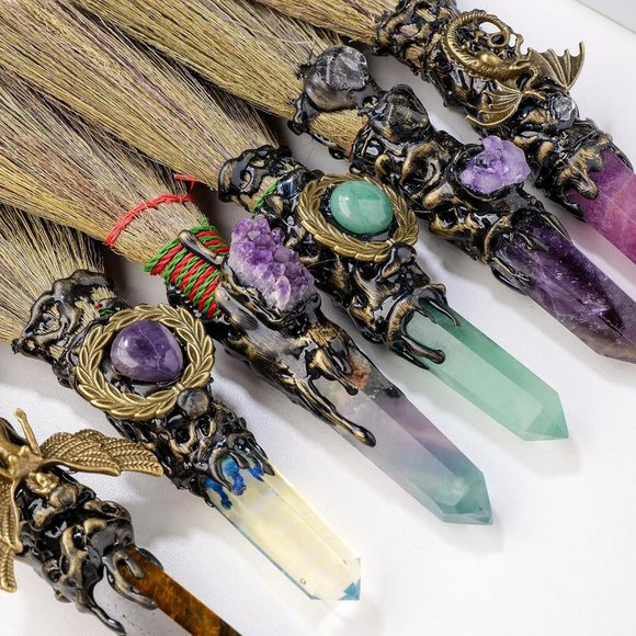 Magic Sweeper Blue Apatite Tower Broom 7.08"-7.87"Healing Crystal1Broom(AnyColor - Picture 4 of 7